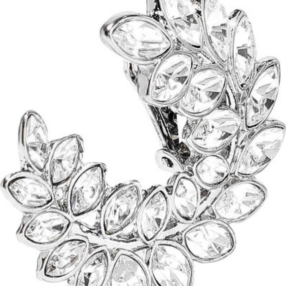 KENNETH JAY LANE Crystal Clip Earrings in Rhodium-plated Silver Brand New NWT - Picture 2 of 5